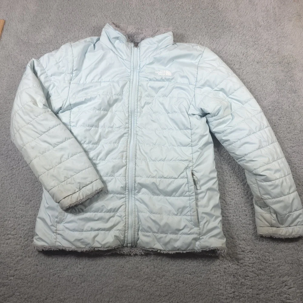 The North Face Reversible MossBud Swirl Girls Blue‎ Jacket - Size XL Ski Hiking